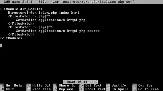 phps $>Приложение SetHandler / x-httpd-php-source</ FilesMatch></ IfModule>