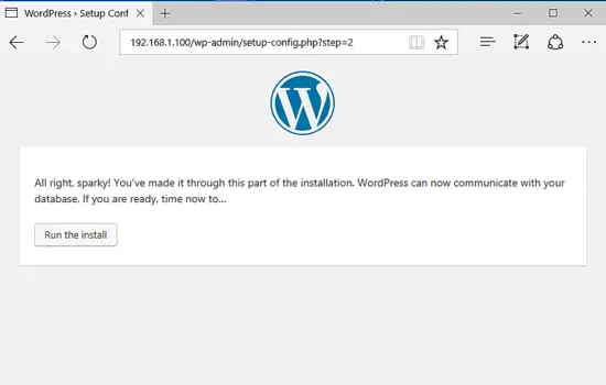 Когда вы закончите, нажмите кнопку Установить Wordpress , чтобы завершить установку